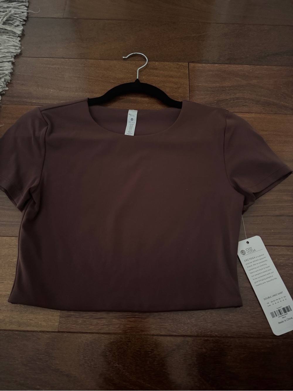 CRZ YOGA Short Sleeve Crewneck Top - Chocolate Brown